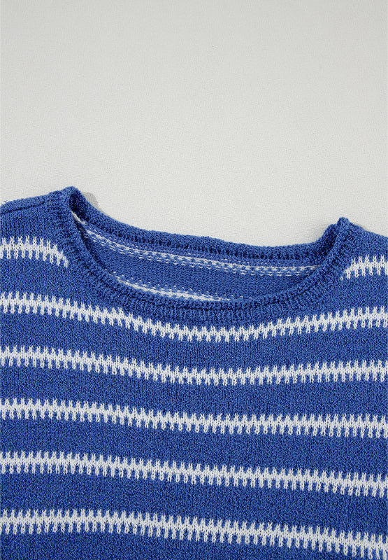 Gloria | Striped crew neck sweater with dropped shoulders