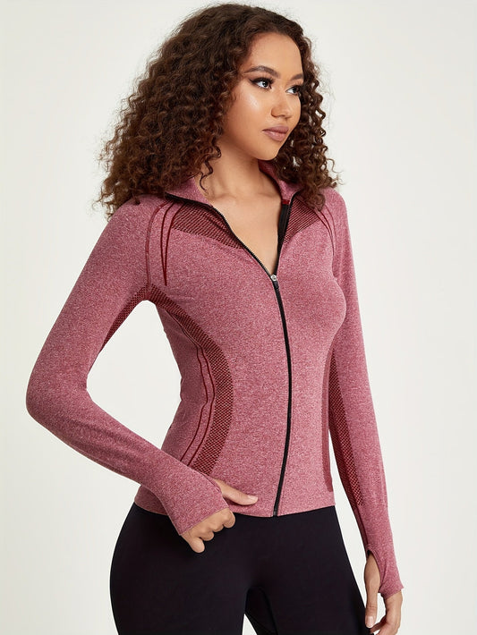 Dominique | Black, long-sleeved, full-zip sports jacket