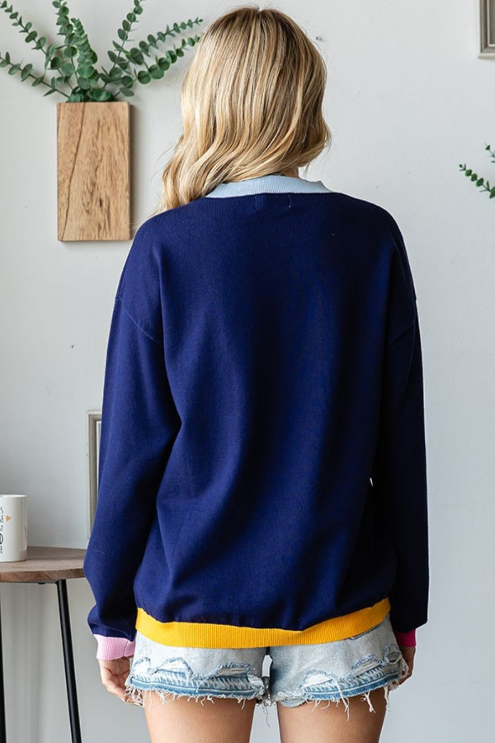 Olivia | First Love contrast long sleeve jumper with ribbed crew neck