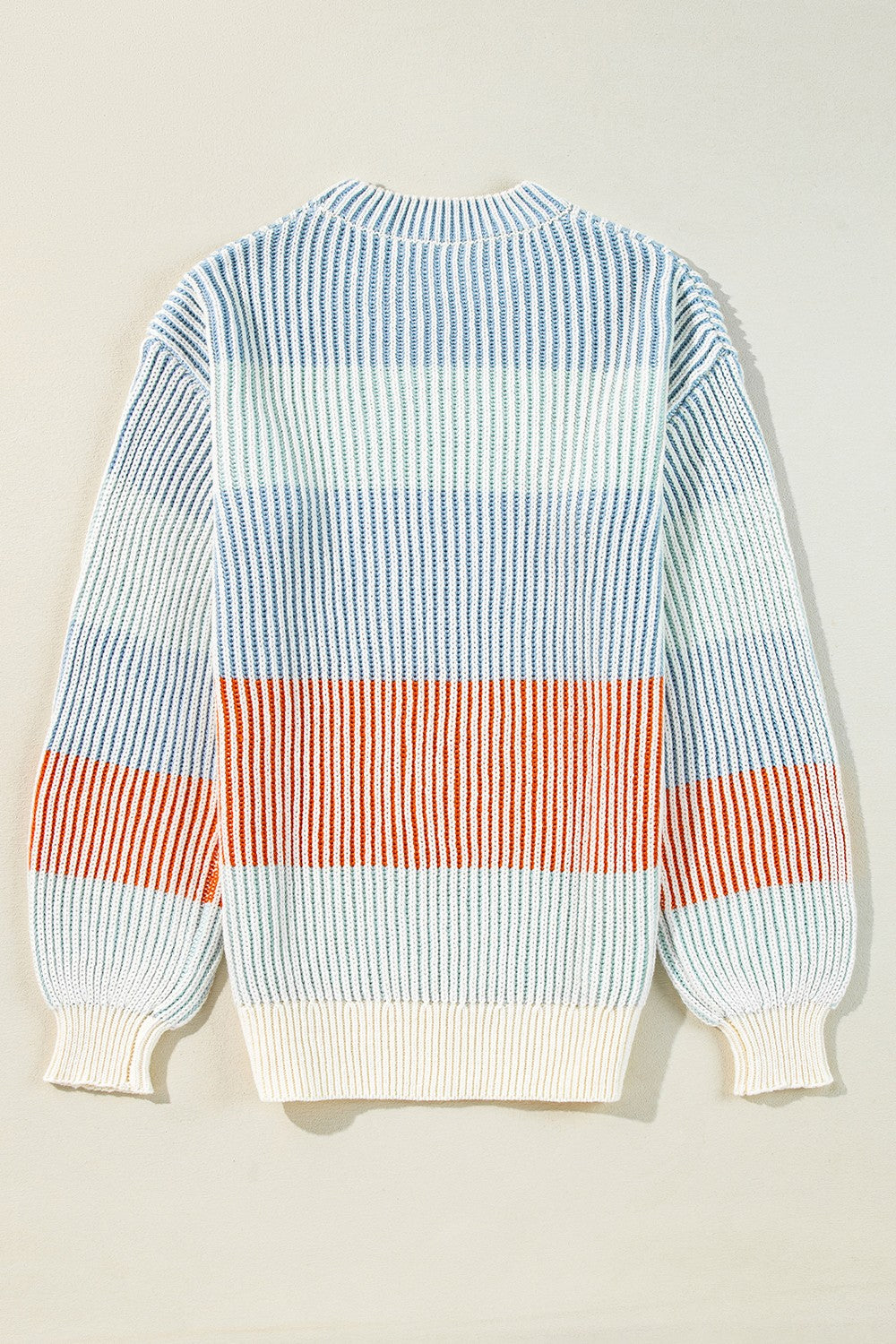 Anke | Striped long sleeve crew neck sweater with color block design