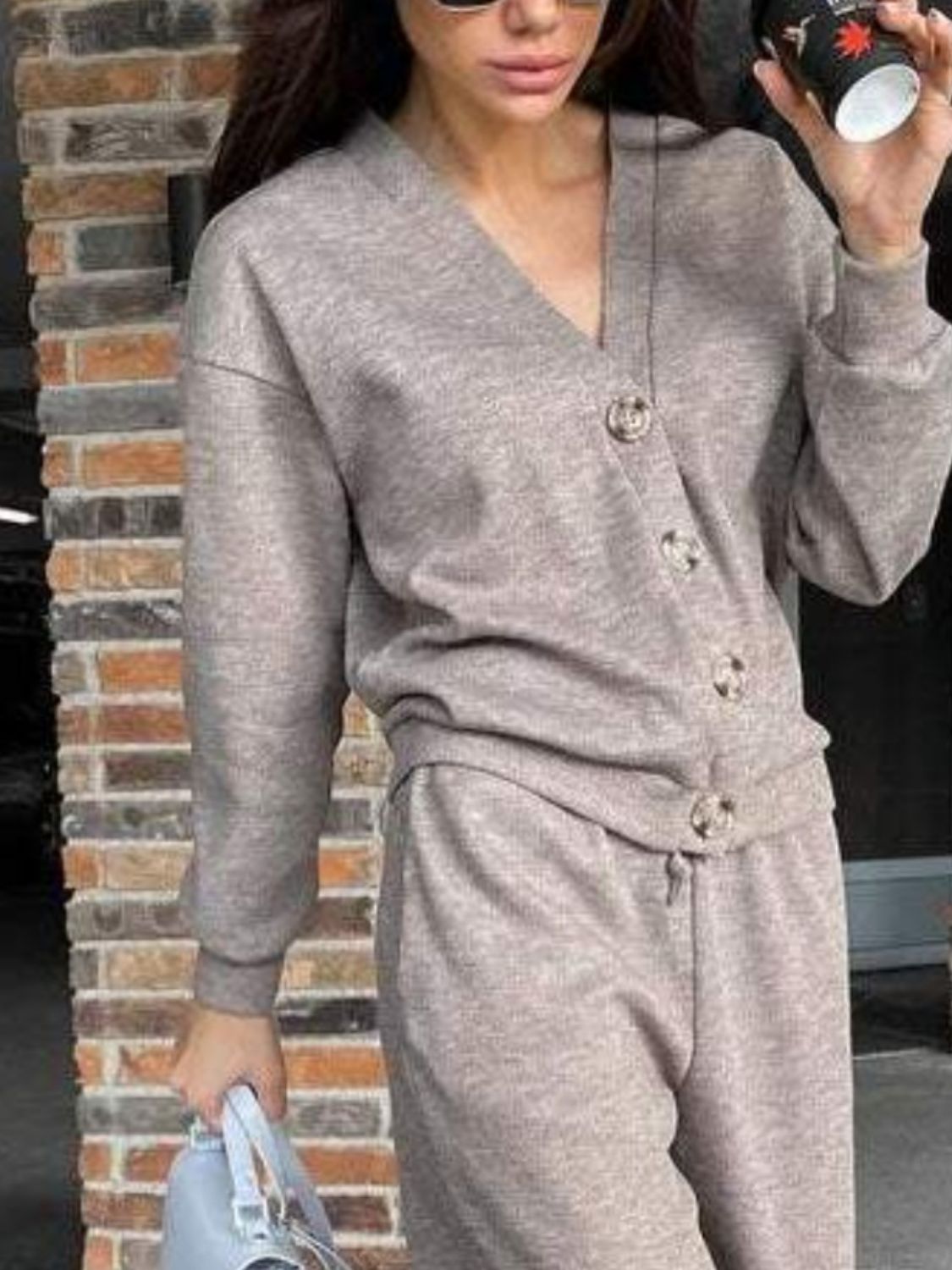 Hedwig | Full size button down long sleeve top and pants set