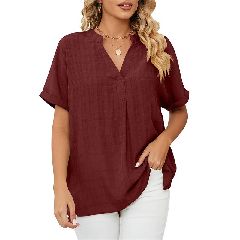 Simone® | Classic V-Neck Short-Sleeved Blouse