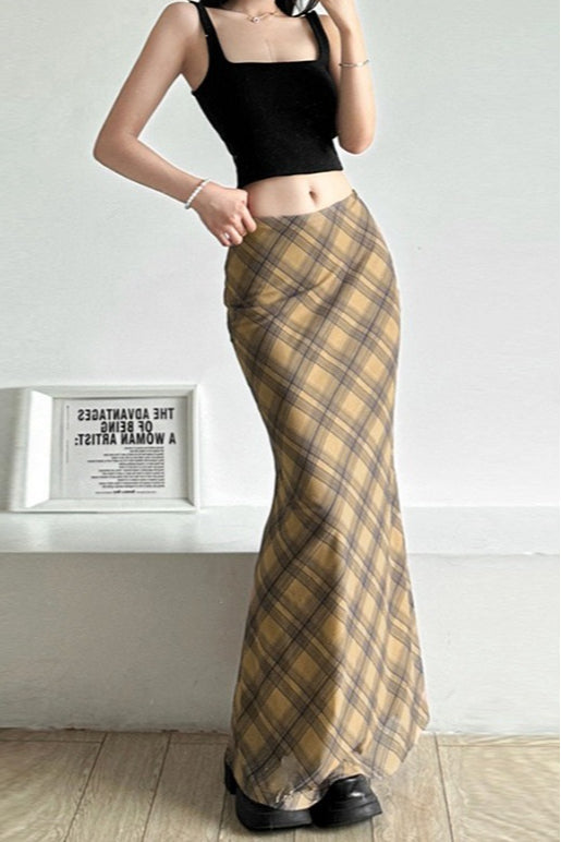 Plaid High Waist Bodycon Skirt
