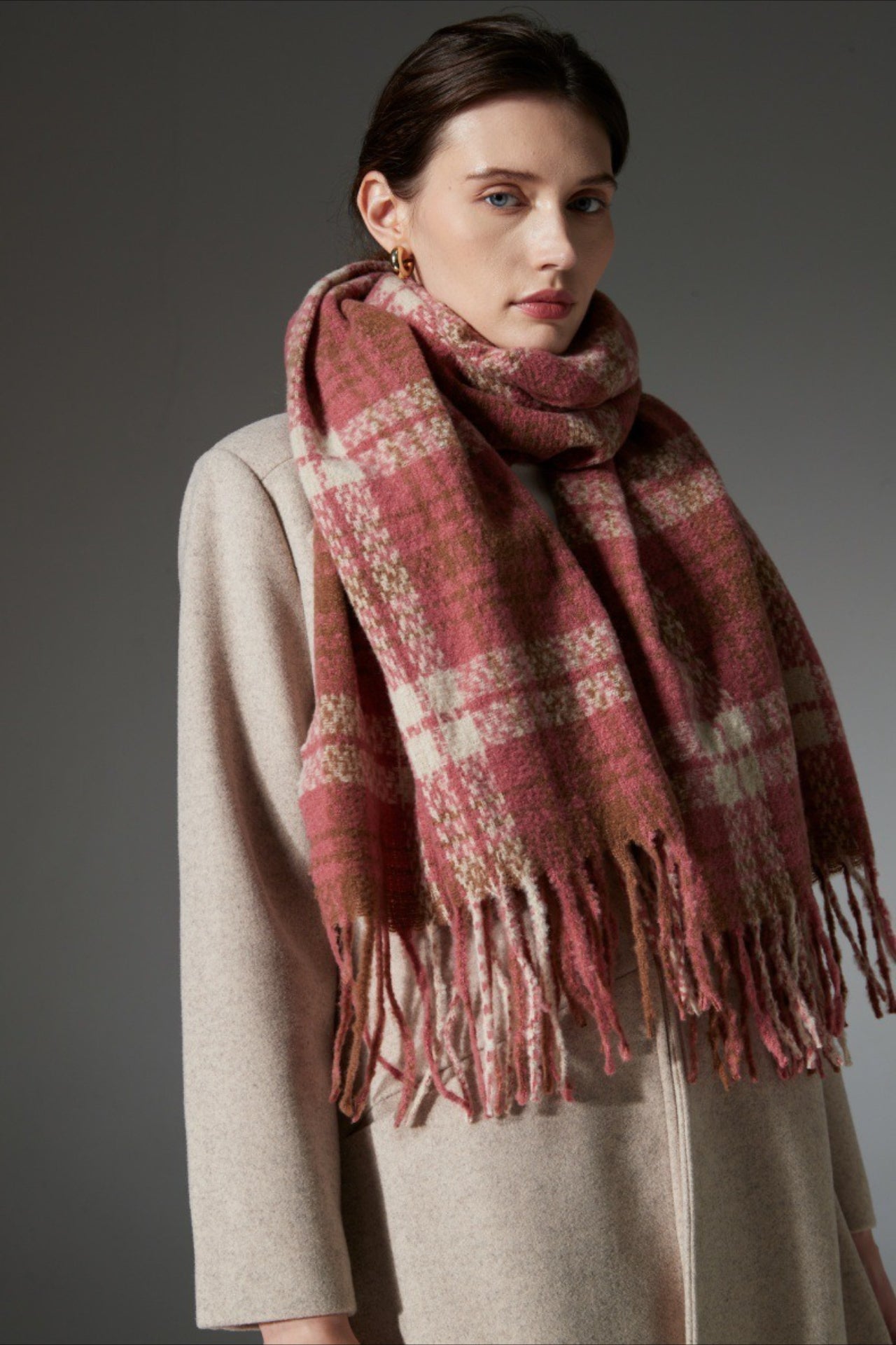 Plaid Fringe Scarf