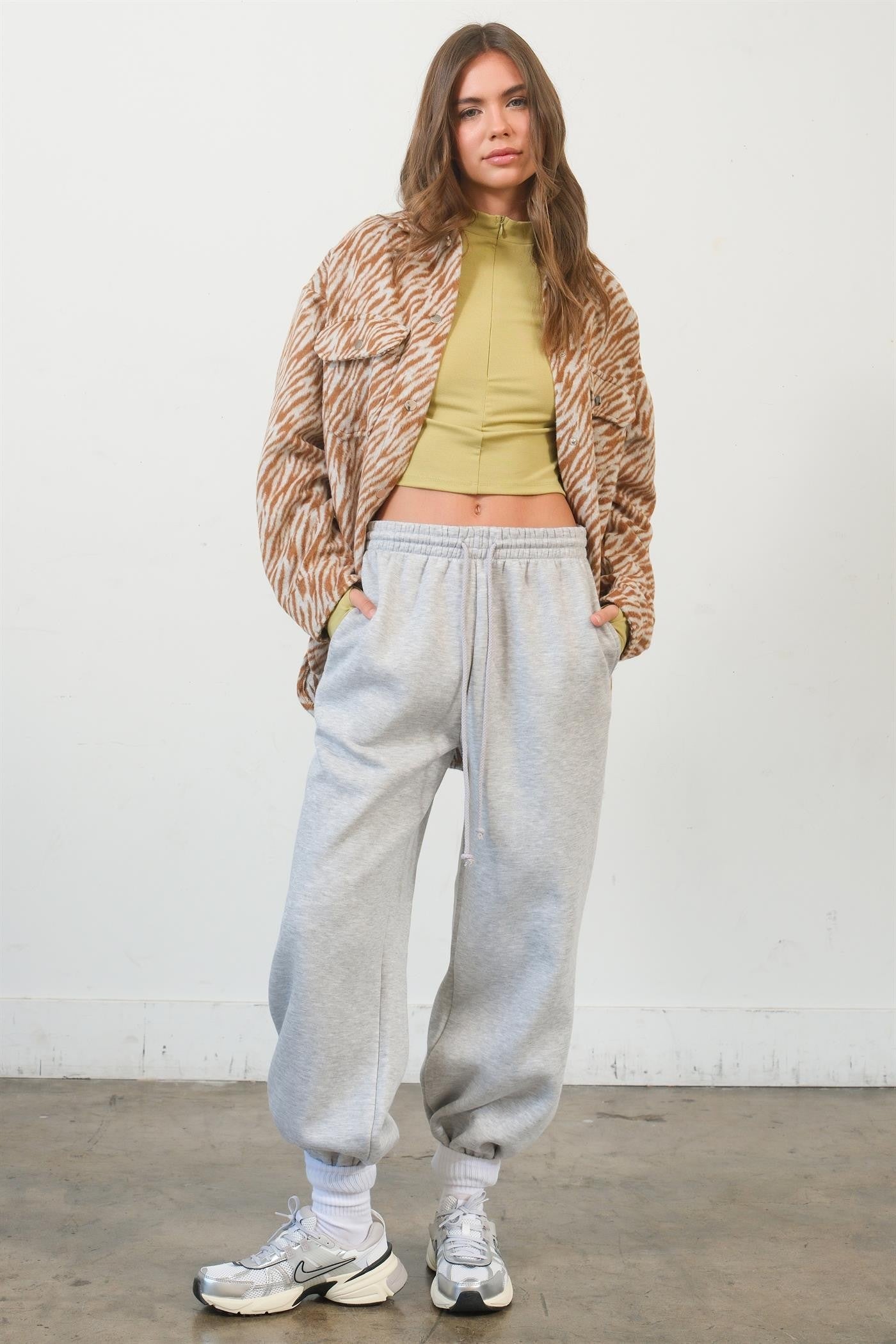 Mariola | Long-sleeved shirt with zebra pattern and press studs