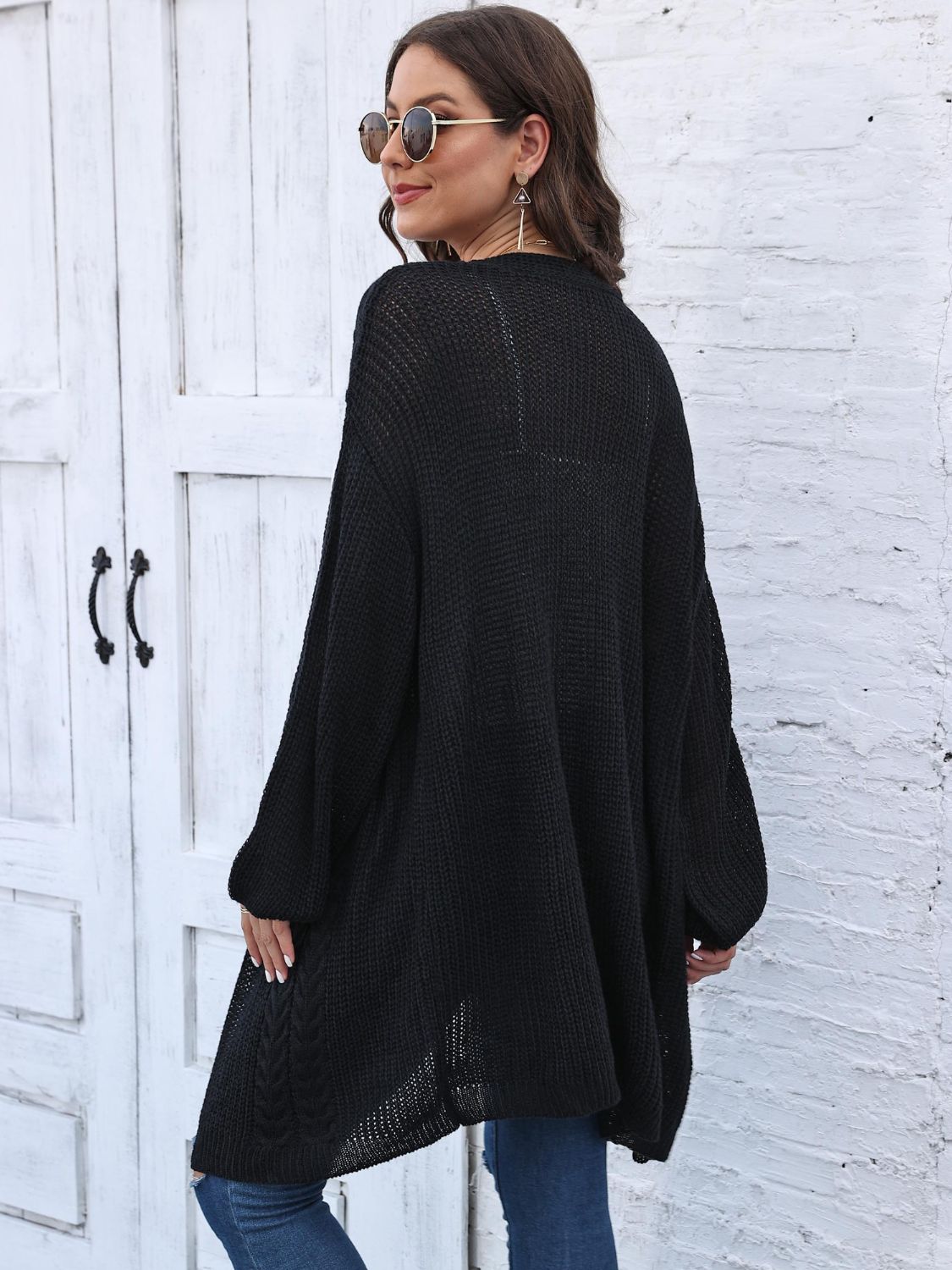 Estela | Cable knit cardigan with open front and long sleeves