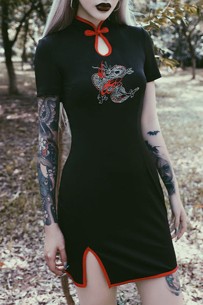 High Waist Cheongsam Gothic Dress