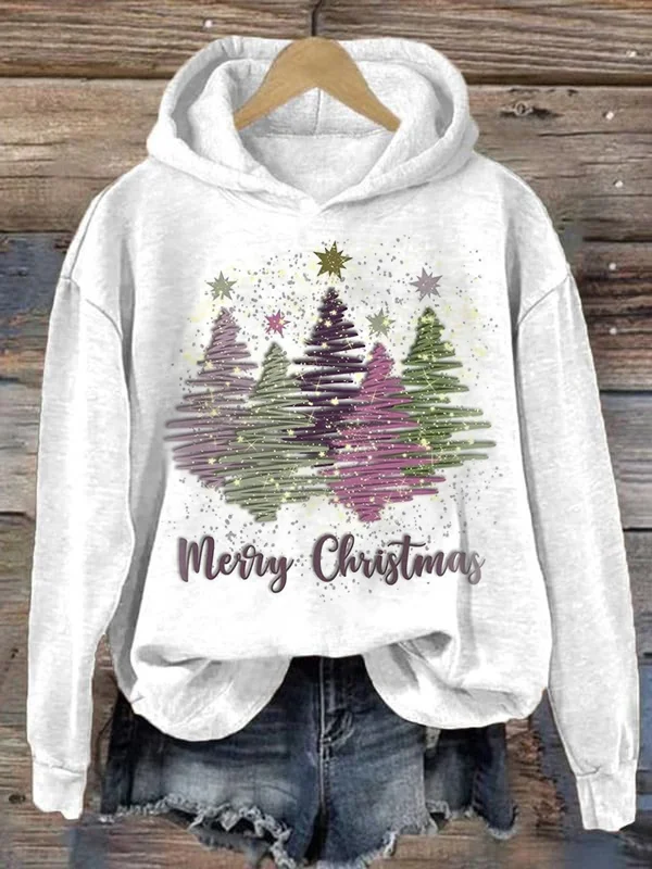 Karen | Women's Christmas hoodie with hood and cheerful Christmas tree print