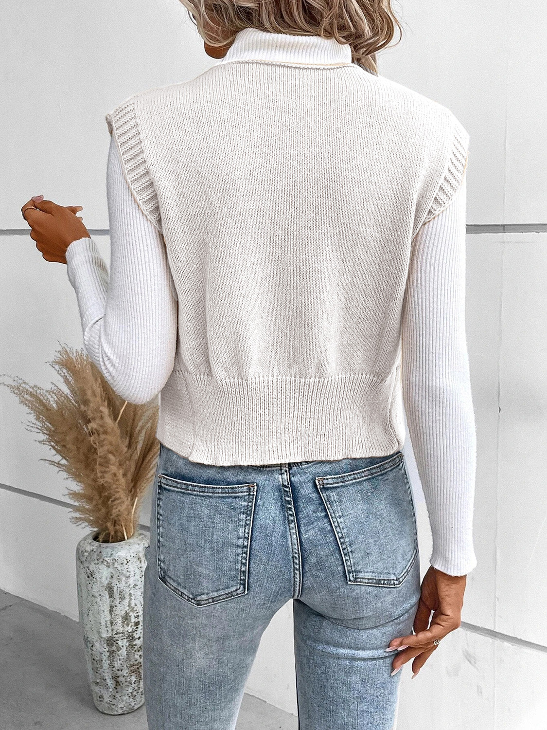 Stefanie | Full size button down V-neck sweater vest