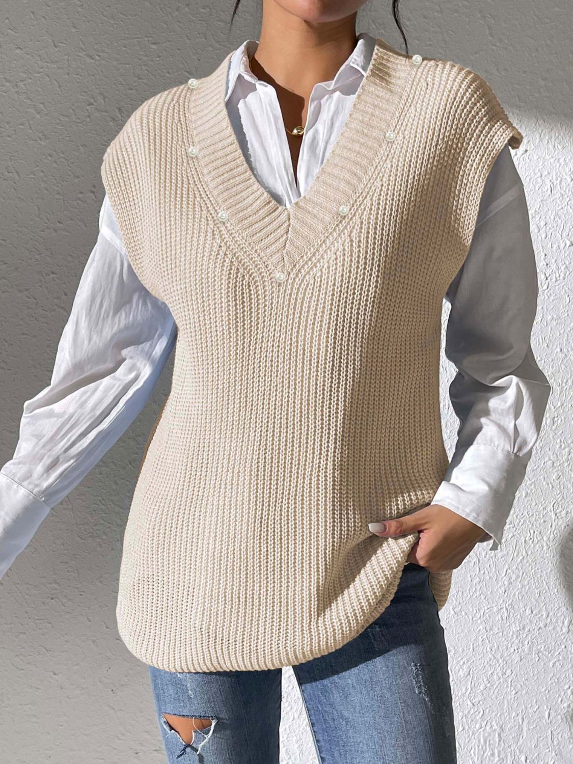 Beatriz | Beaded V-neck sweater vest