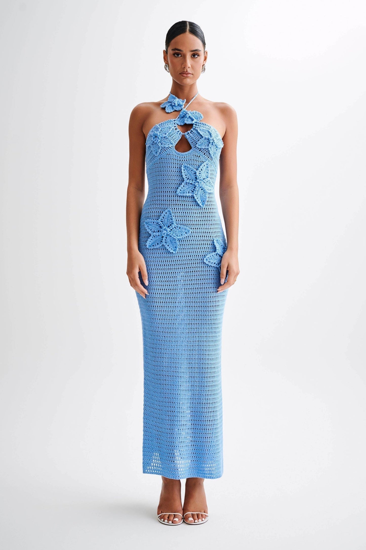 Yasmina® | Crocheted Maxi Dress With Floral Appliqué