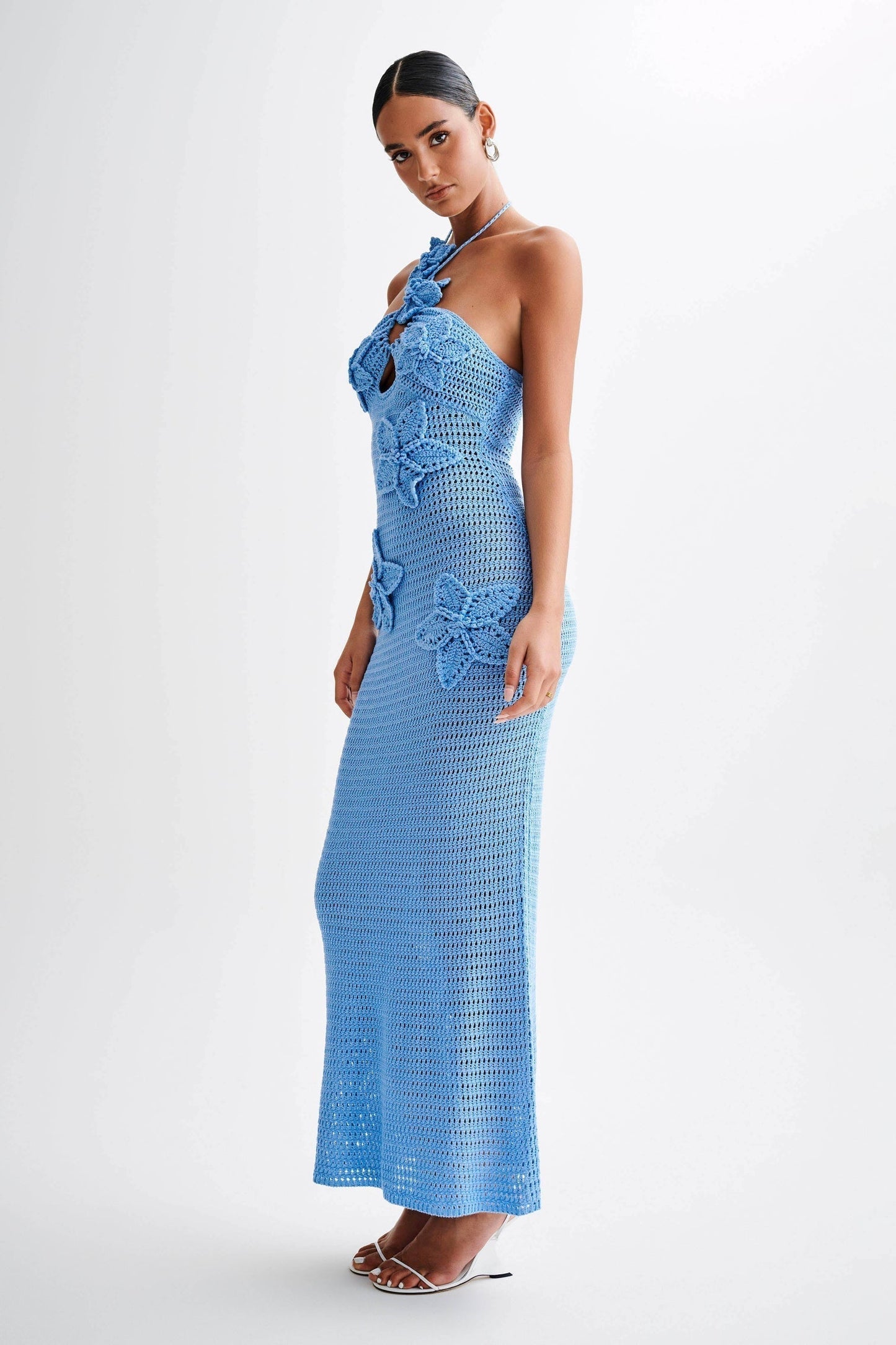 Yasmina® | Crocheted Maxi Dress With Floral Appliqué
