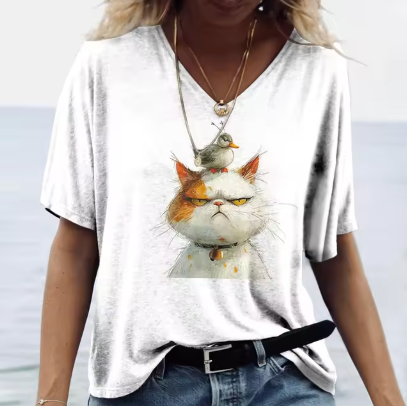 Piera® | White T-Shirts With Rabbit Print