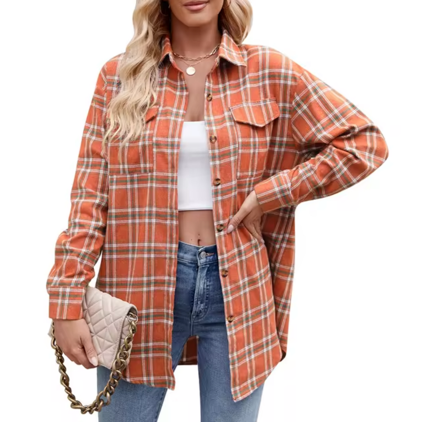 Ella® | Long Sleeve Checkered Shirt