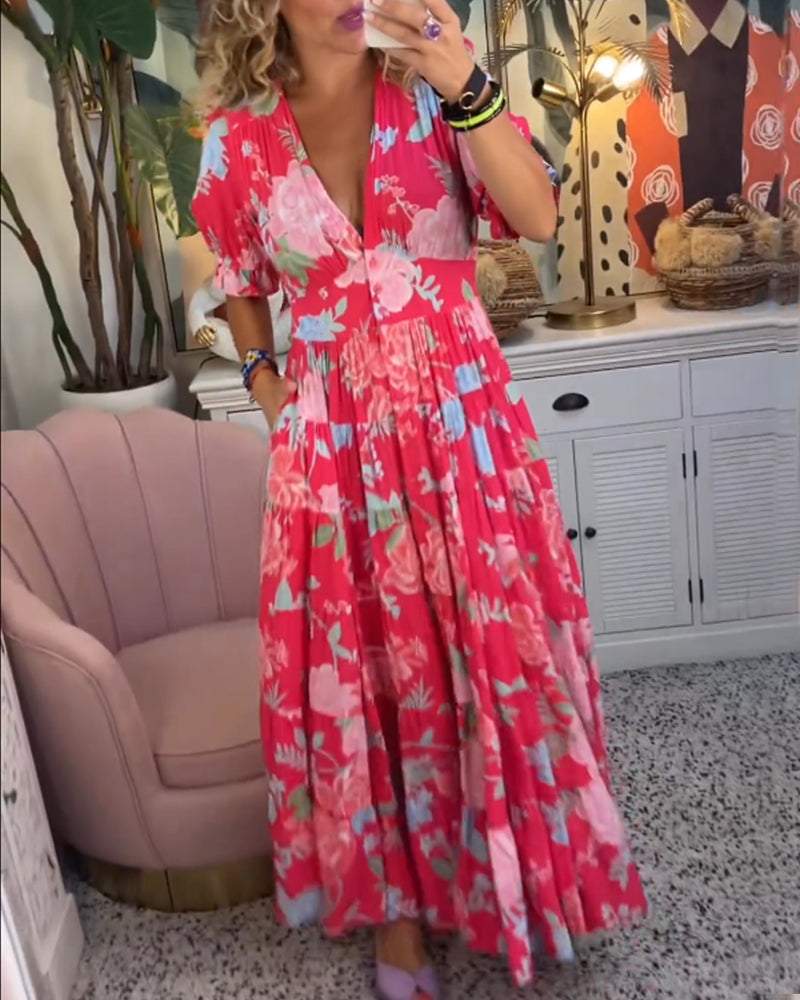 Tania® | Floral Dress A-Line Puff Sleeves