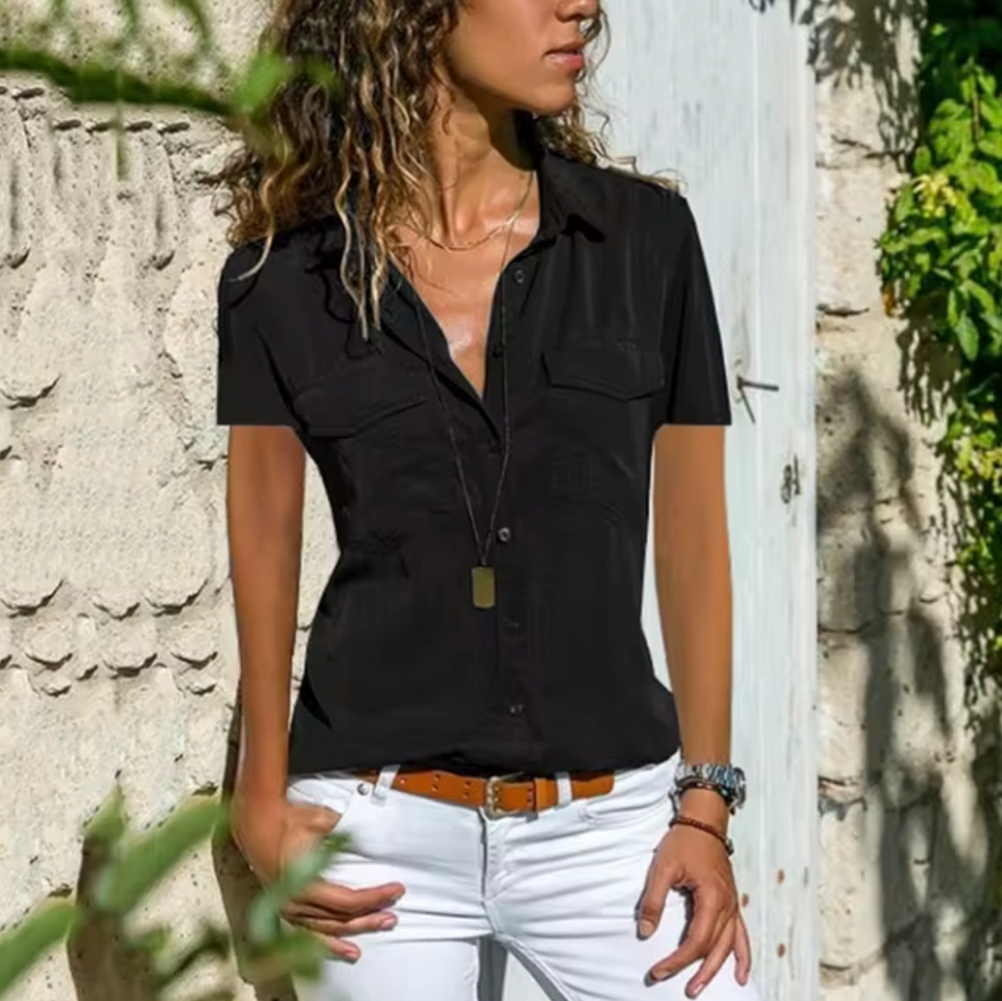 Kara® | Solid Color Short Sleeve Top