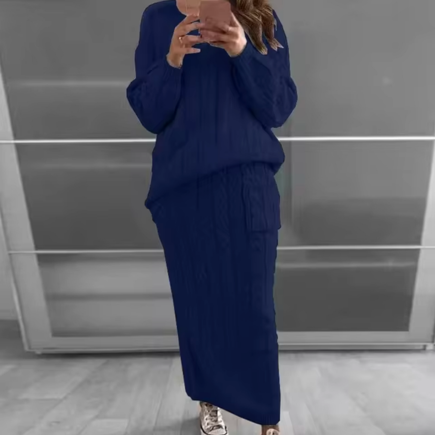 Ramona | Elegant set of knitted sweater and skirt