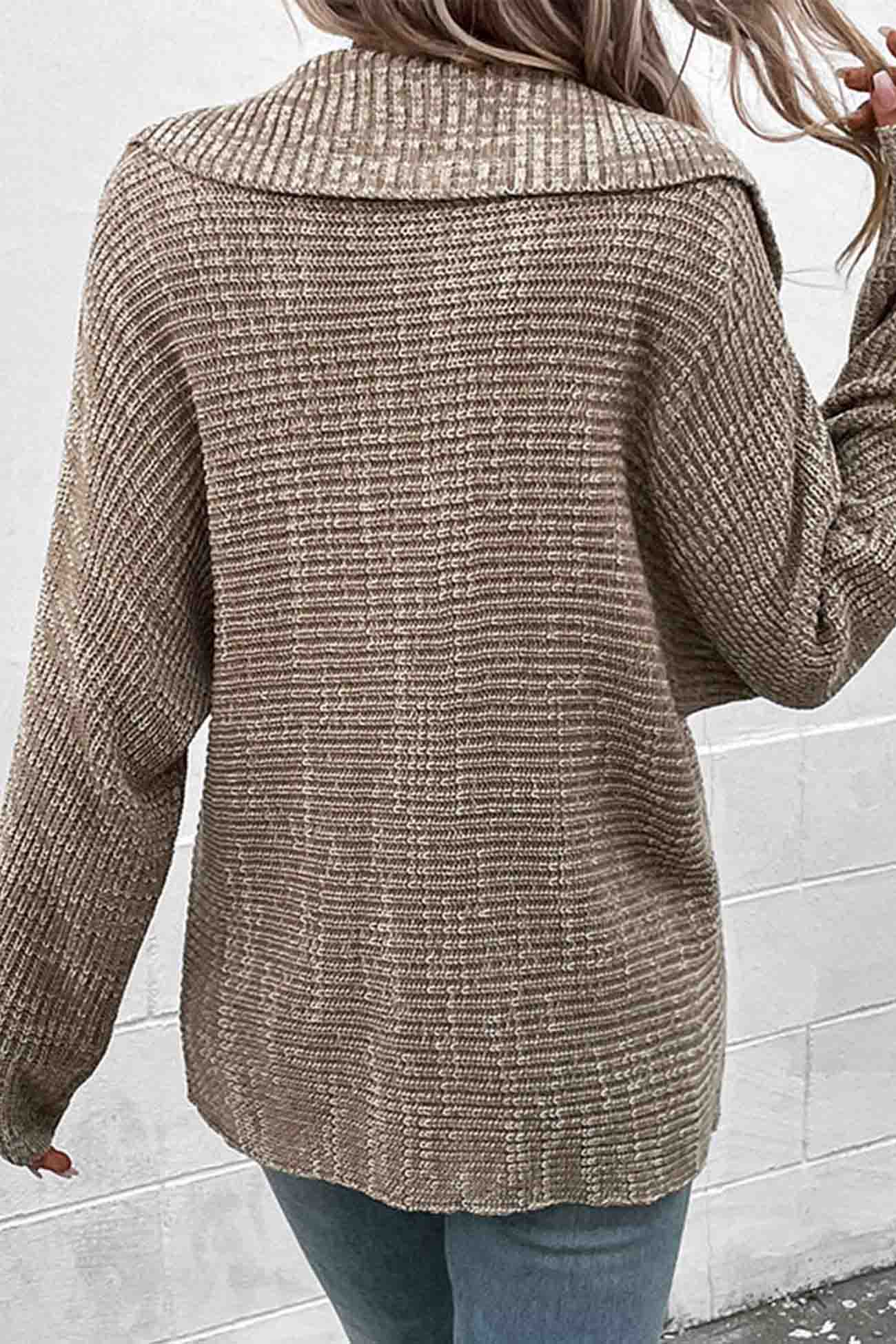 Gertrud | Khaki long-sleeved sweater with lapels