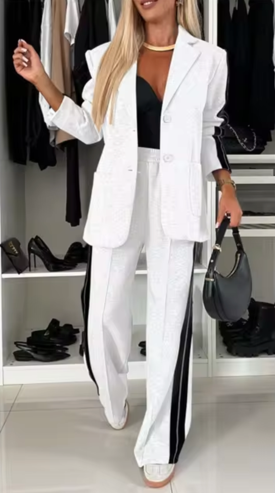 Nadia | Elegant cotton blazer and trousers set