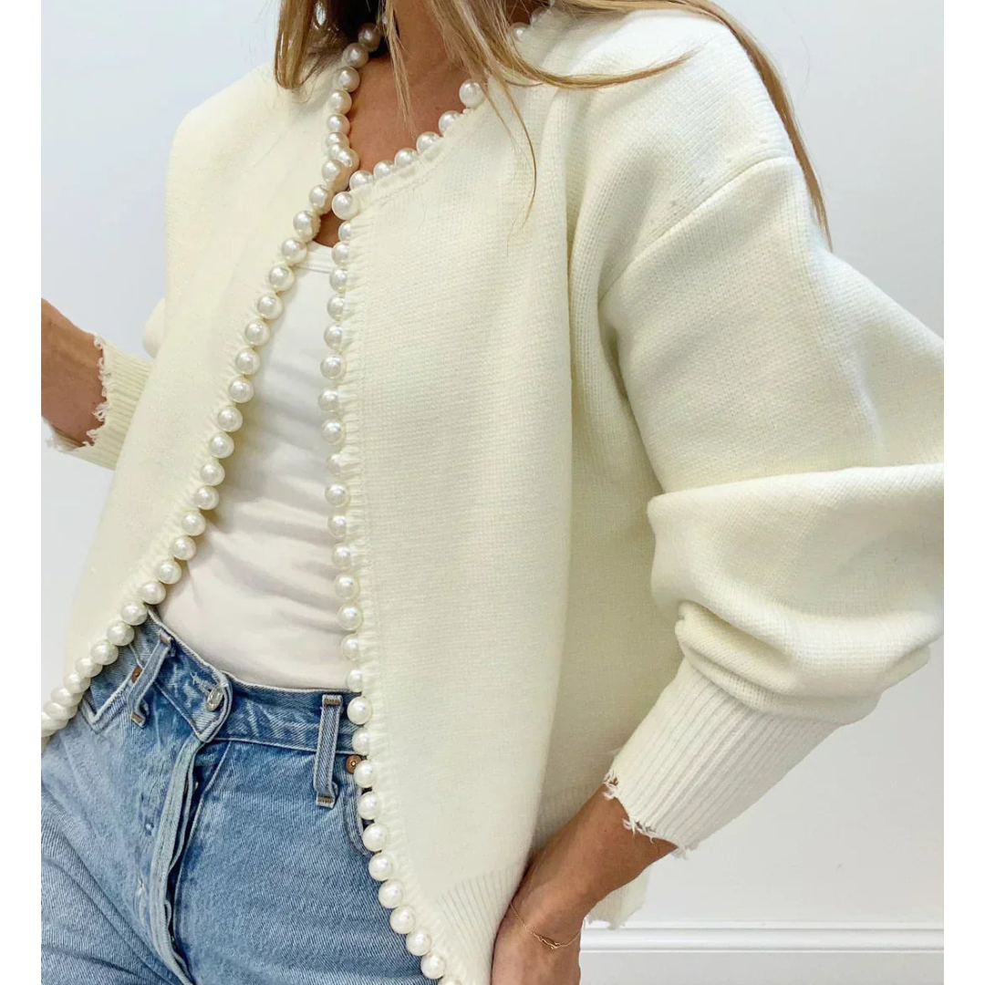 Krista | Elegant women's pearl cardigan Caliente