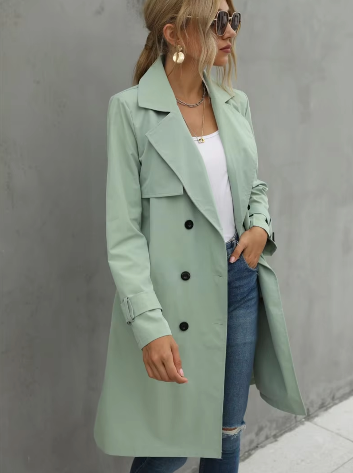 Geraldine | Casual long sleeve trench coat