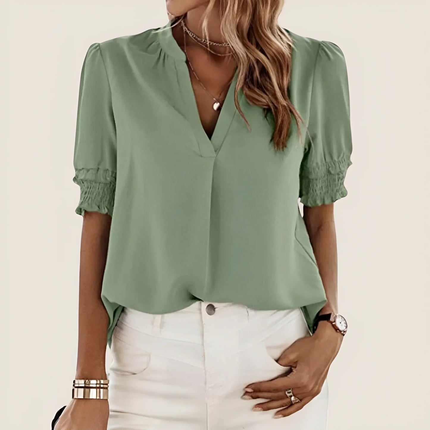 Vanesa® | Short Sleeve Blouse With V-Neck