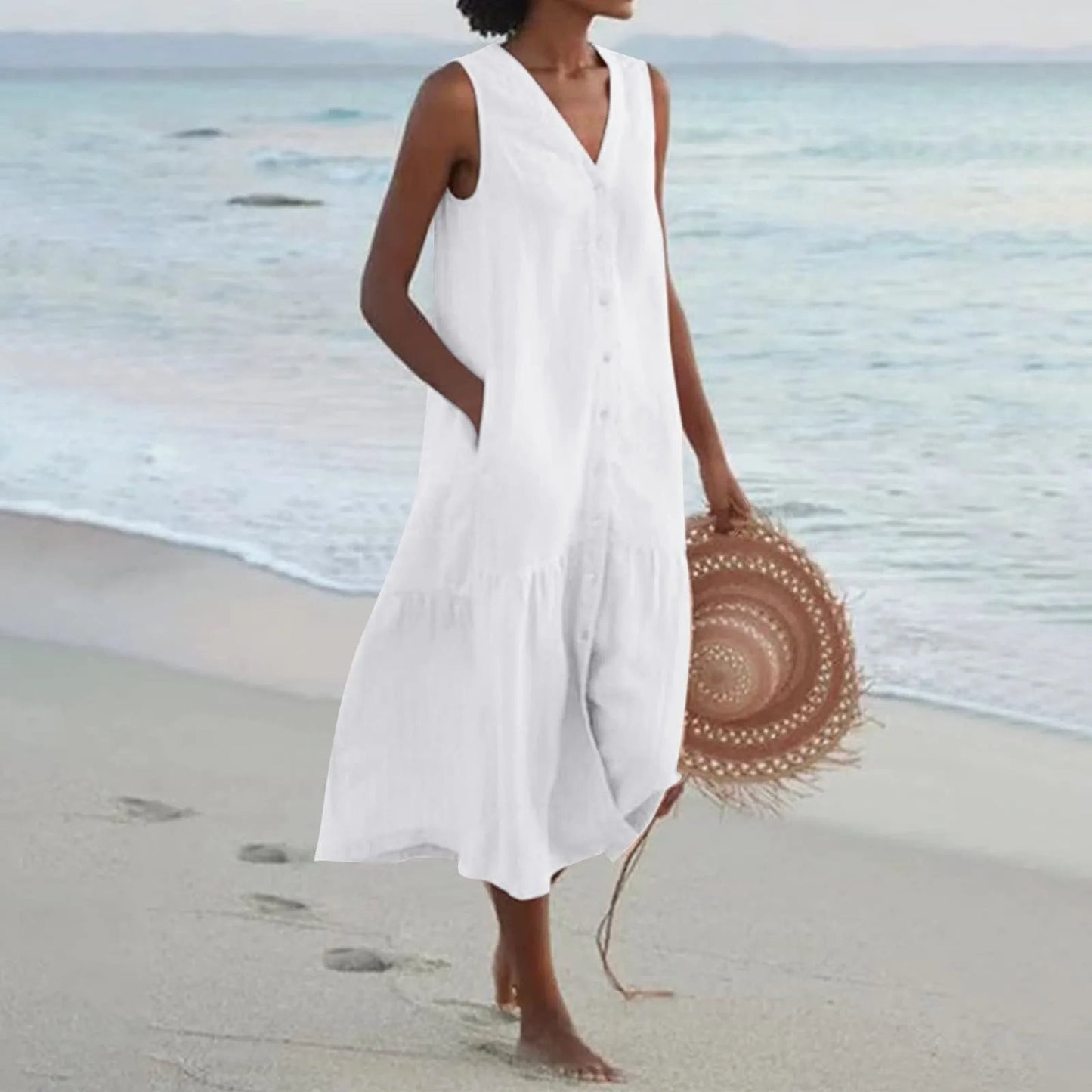 Samantha | Women Lena Summer V Neck Midi Dress