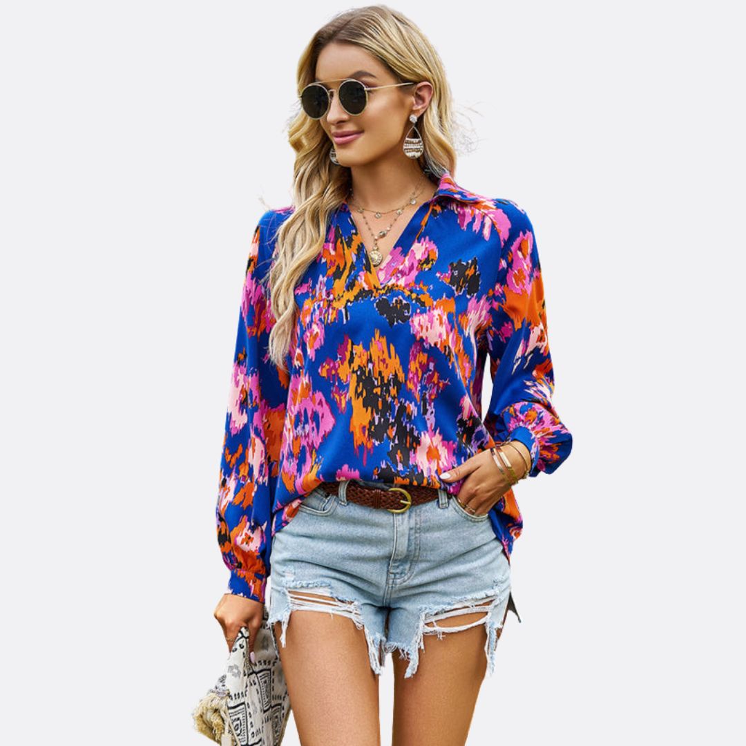 Lesley® | Blouse With V-Neck And Abstract Print