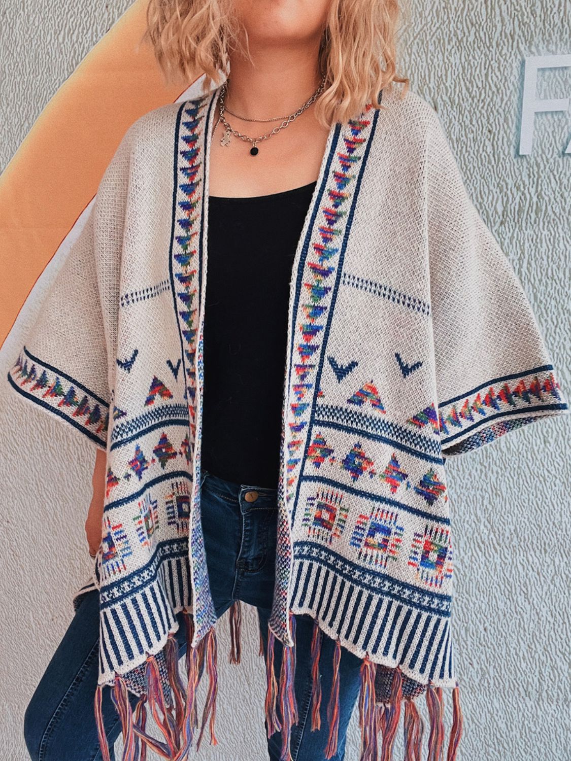 Dominique | Open front fringe cardigan