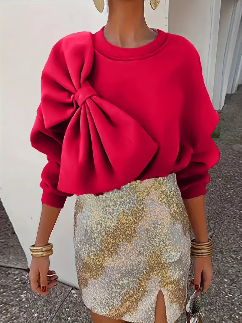 Nicole® | Oversized Cotton Sweater With Bow