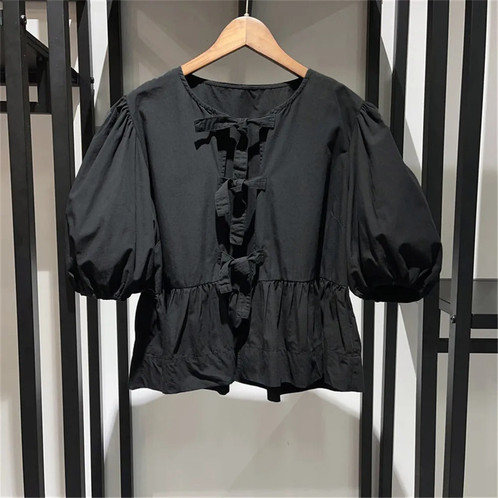 Helga® | Women'S Drawstring Shirt With Puff Sleeves
