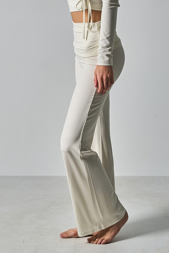 Solid Fitted Foldover Soft Pants