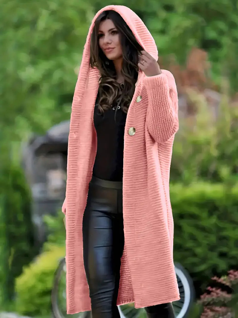 Cristina | Long knitted cardigan with hood