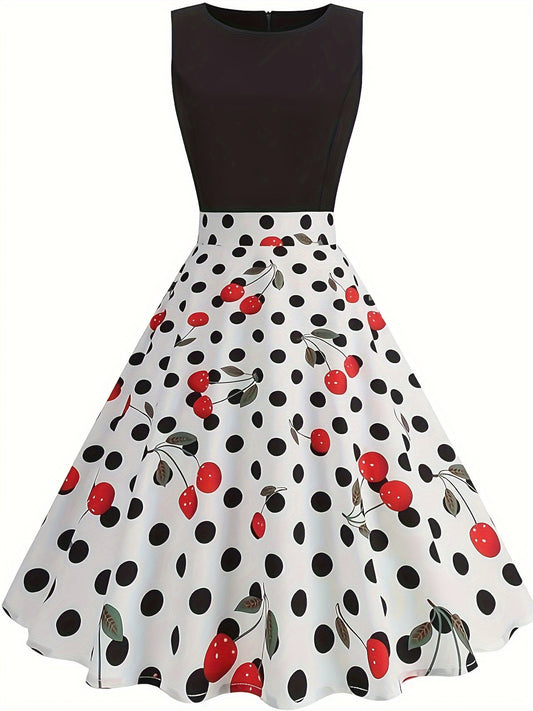 Yolanda® | Polka dot and cherry print dress for women