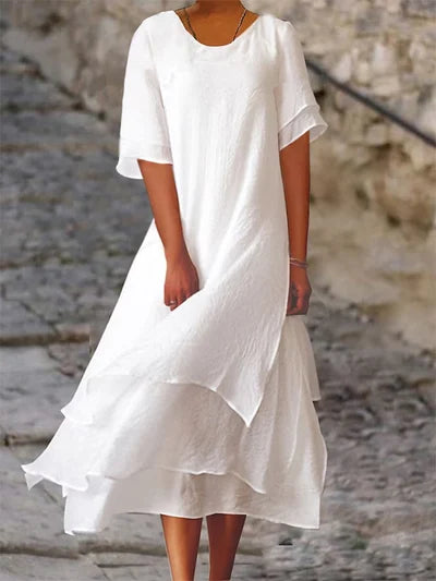 Linda® | Elegant Cotton And Linen Dress For Warm Days