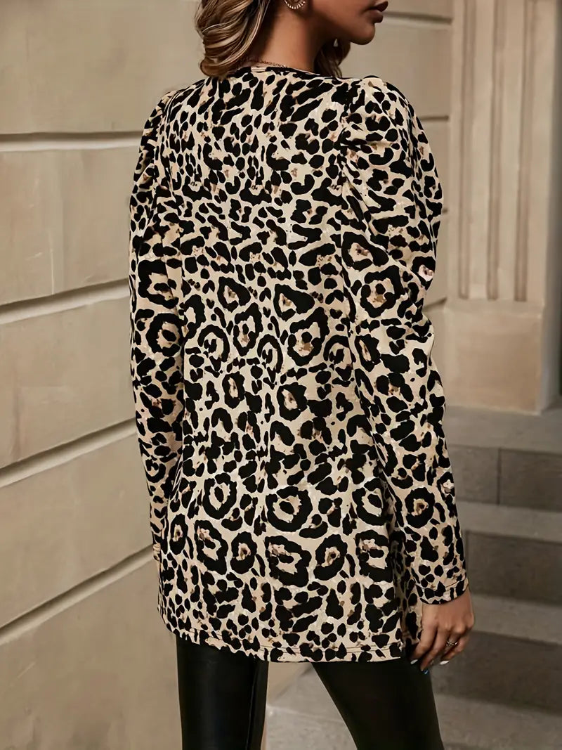 Karen | Open front leopard print jacket