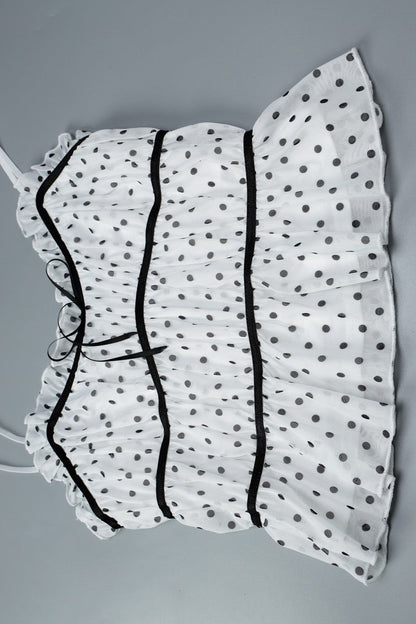Polka Dot Mesh Low Cut Sexy Cami Top