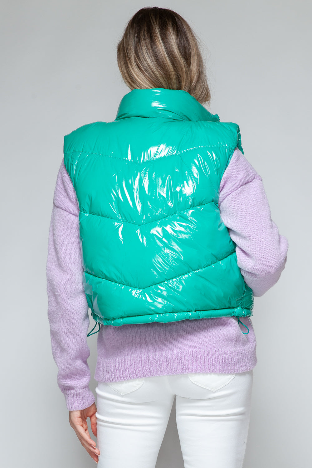 Elsbeth | Snobish shiny quilted vest with turtleneck and zip