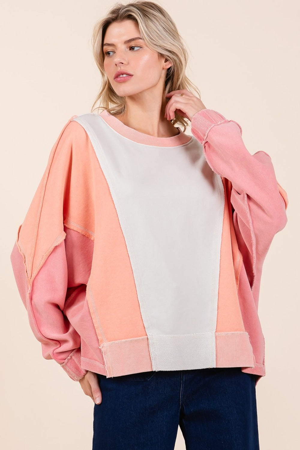 Tamara | Mittoshop Mineral Wash Color Block Sweatshirt