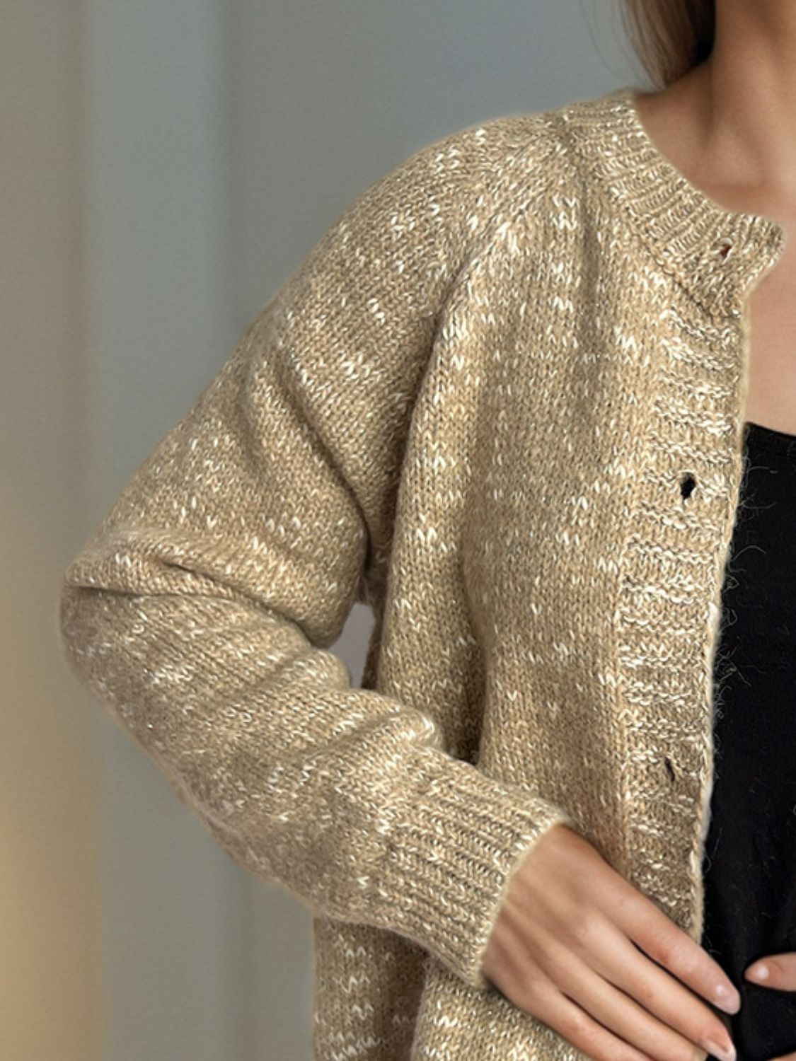 Irina | Mottled long-sleeved cardigan with button placket