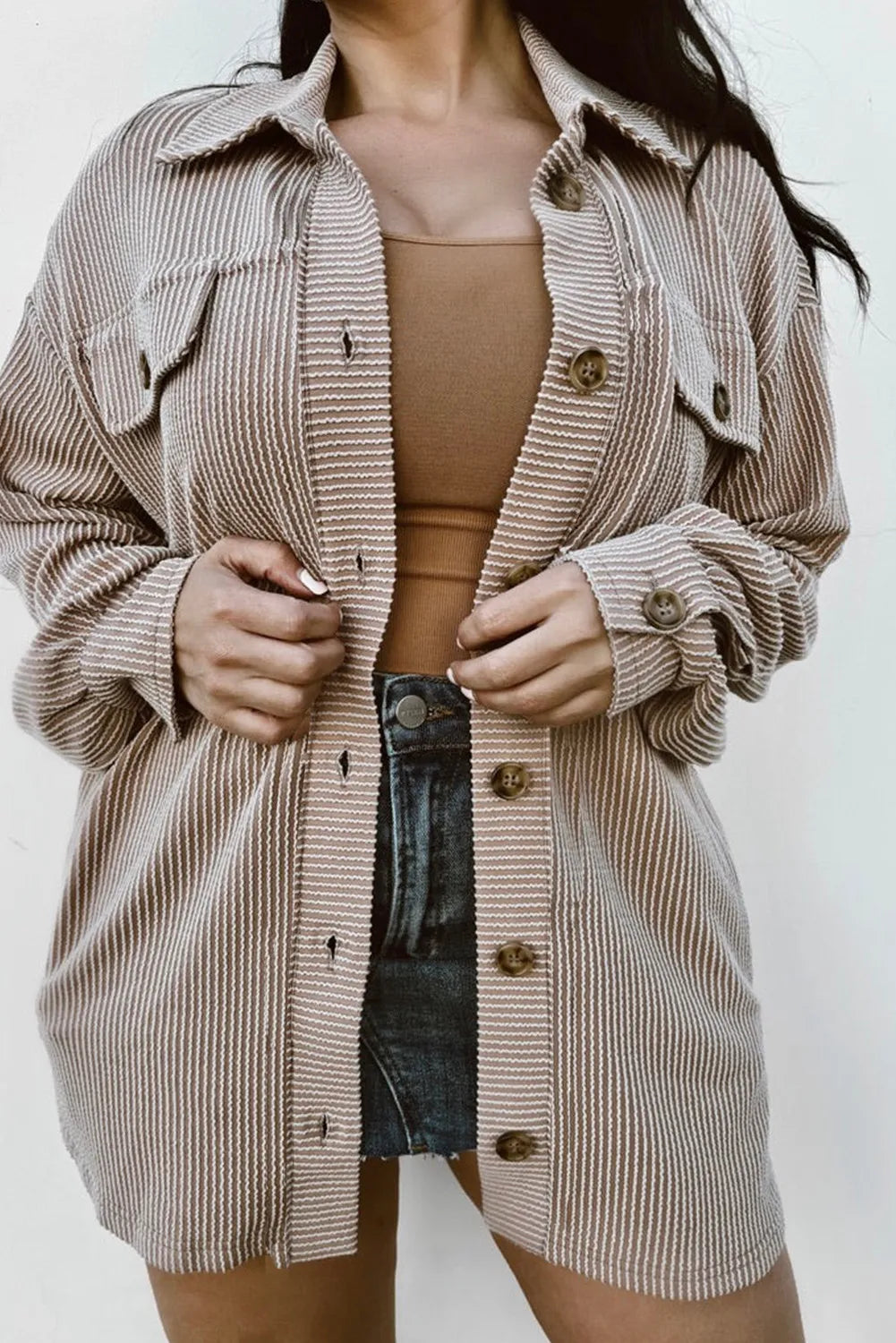 Gabriela | Oversized long sleeve button down jacket
