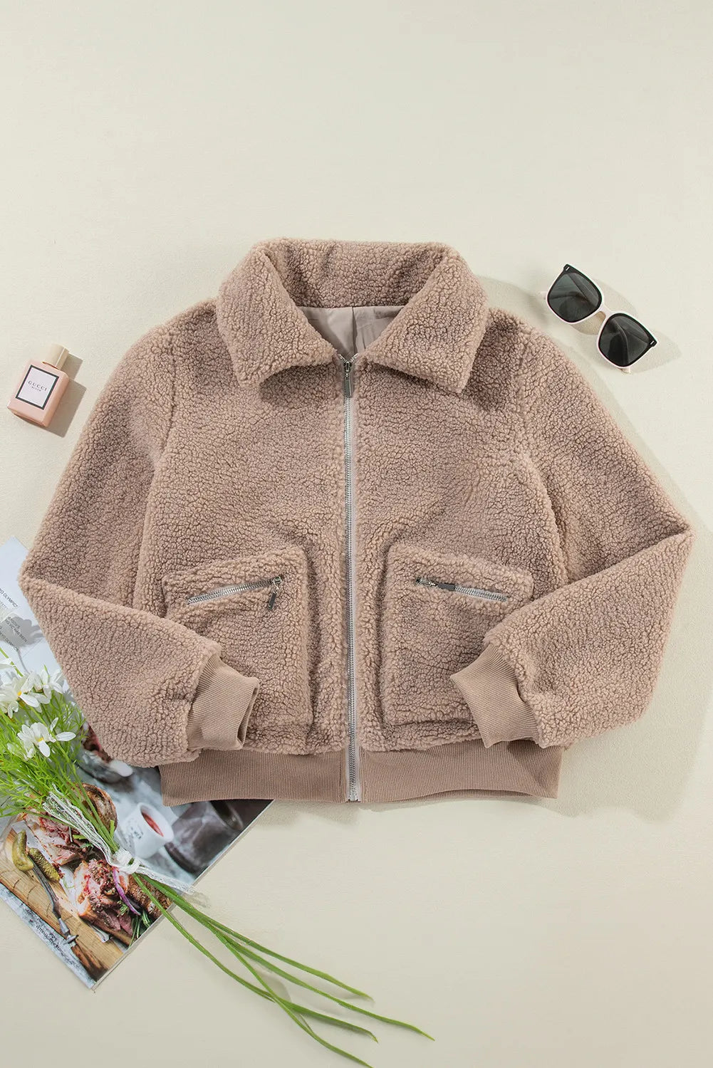 Erika | Long-sleeved plush zip-up jacket