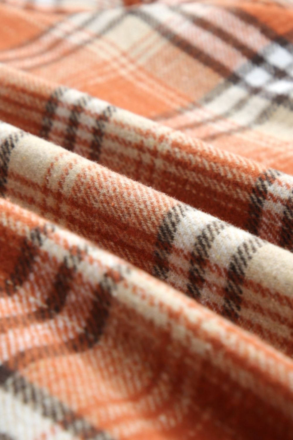 Brigida | Checked button down long sleeve hooded jacket