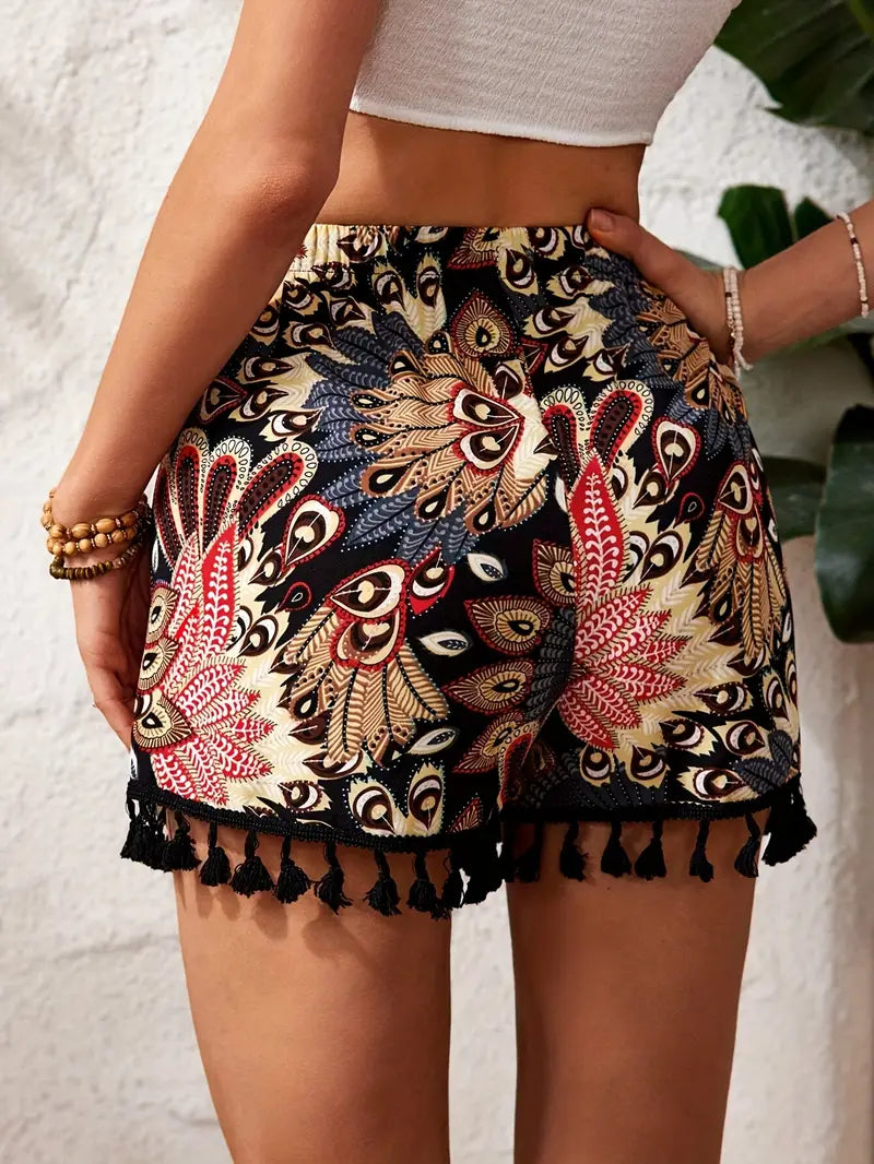 Fabiola® | Tassel Shorts With Ethnic Print