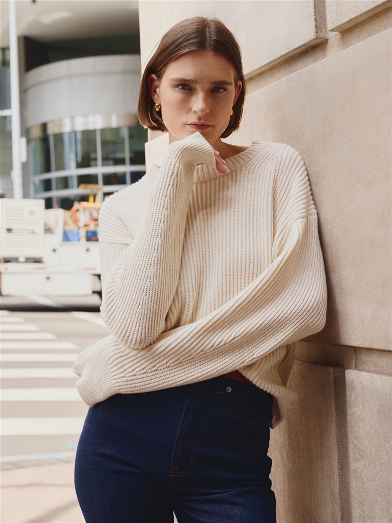 Zaida | Wide vintage sweater with a crew neck