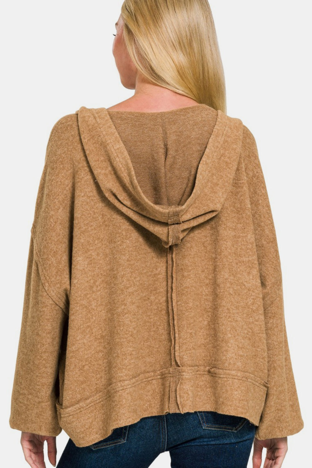 Elda | Zenana brushed Hacci hoodie with exposed seams