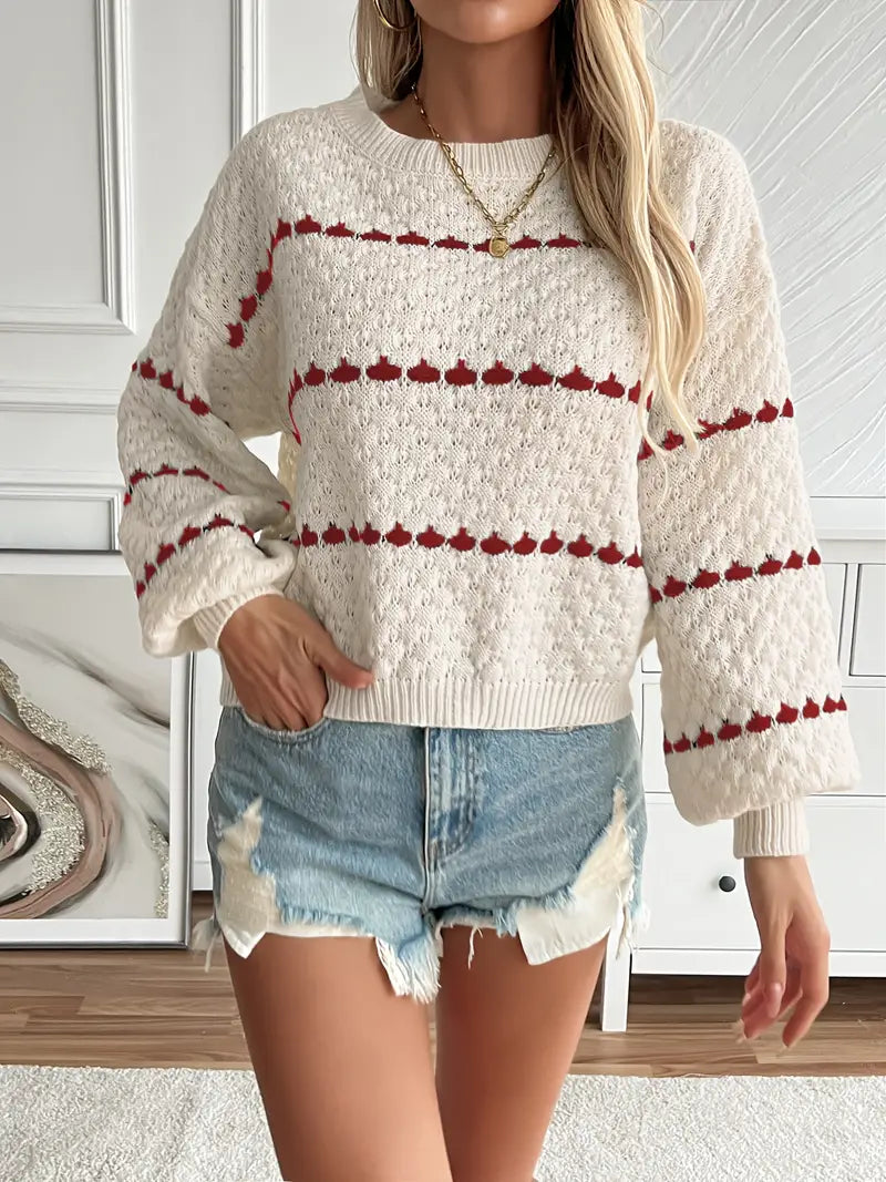 Greta | Elegant knitted sweater with a crew neck