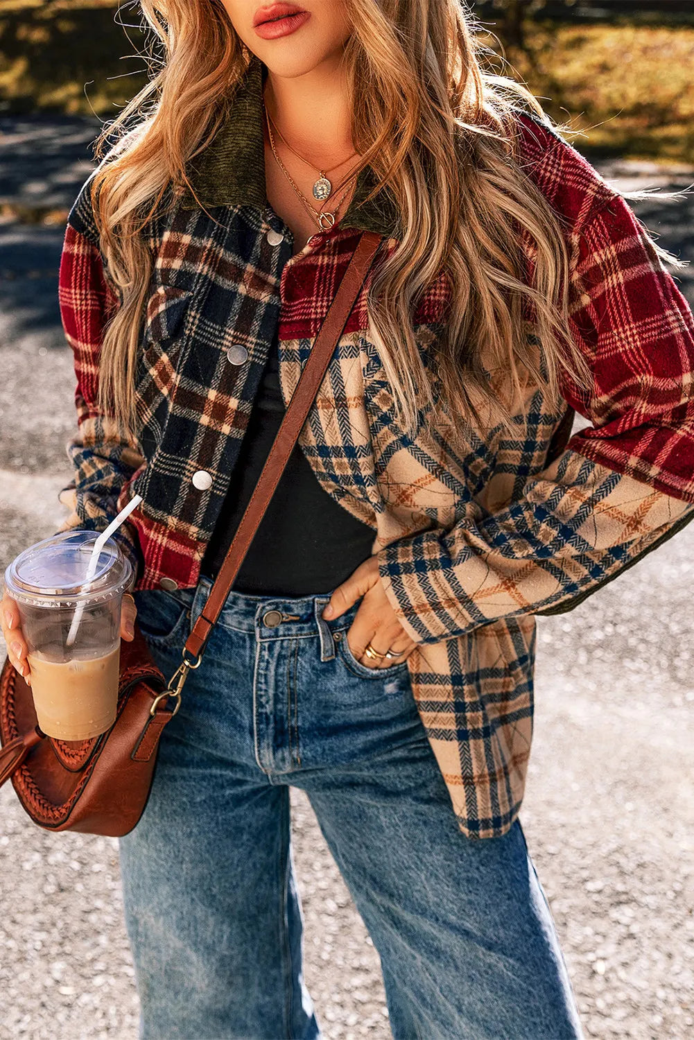 Estrella | Checked long sleeve jacket with buttons