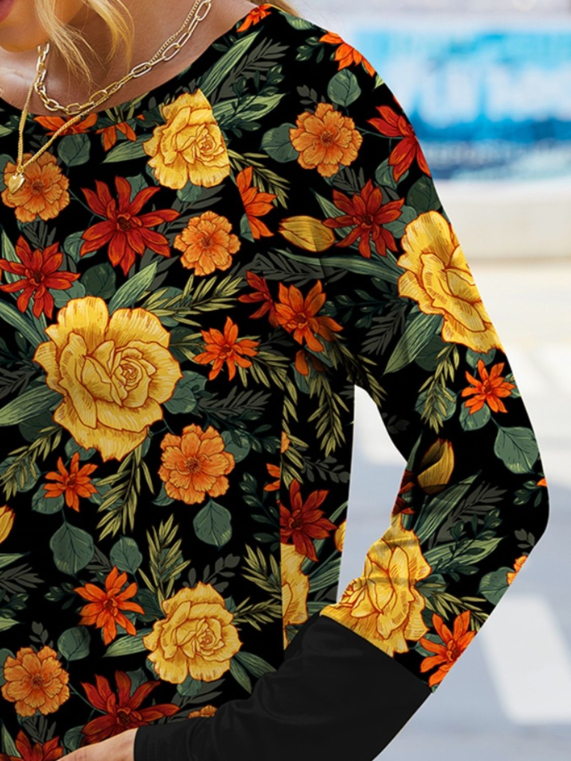 Hermione | Printed long-sleeved crew neck t-shirt
