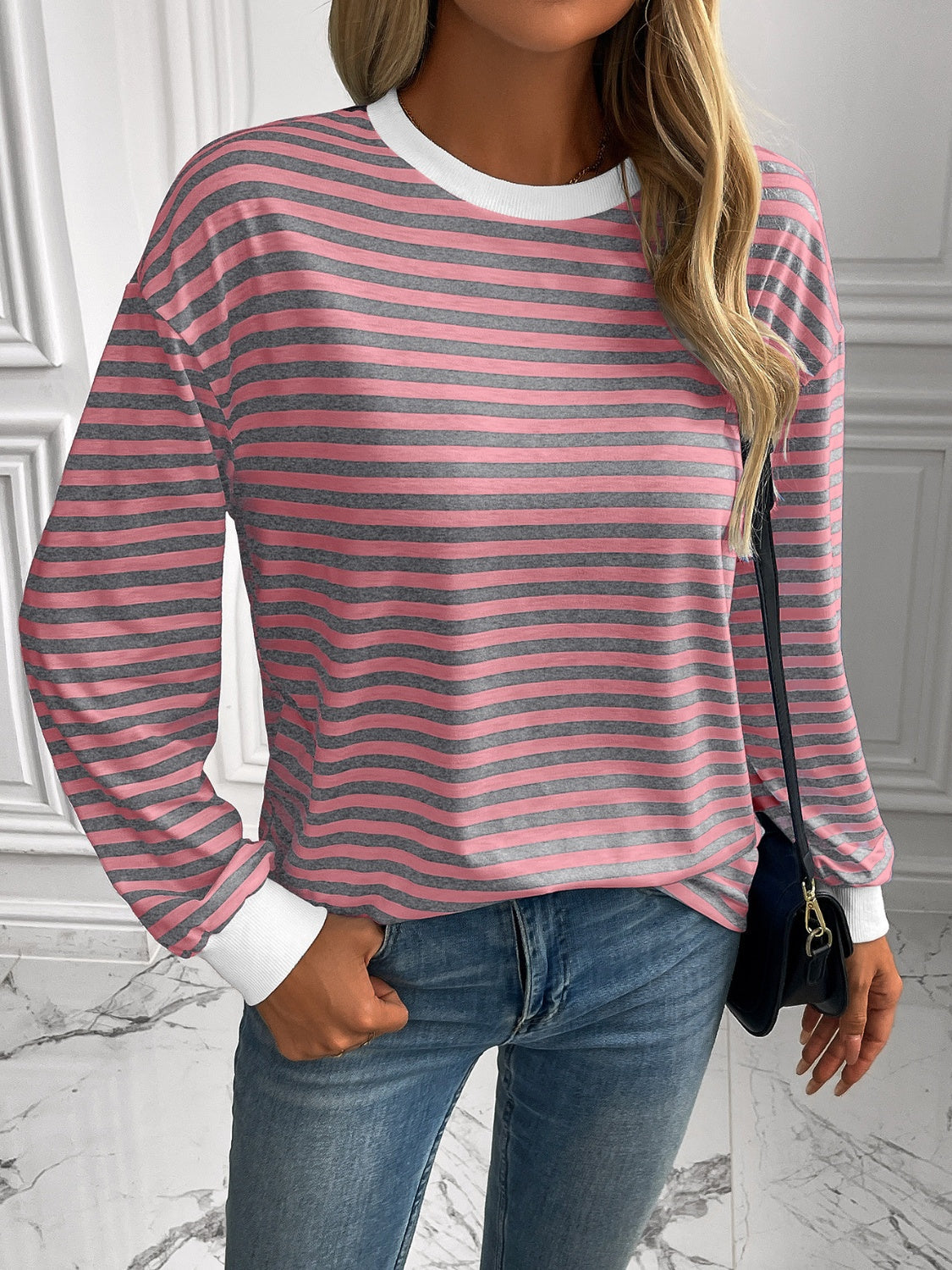 Constance | Ivy Lane striped long sleeve crew neck sweatshirt